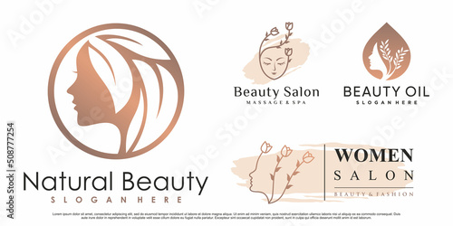 Set of abstract natural beauty logo design for salon with creative element Premium Vector