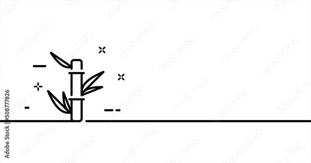 One line drawing, solid line of bamboo. One line drawing animation of a plant, tropical plant, horticulture. Tropical plant logo animated. Video 4K One line drawing, solid line of bamboo. One line drawing animation of a plant, tropical plant, horticulture. Tropical plant logo animated. Video 4K