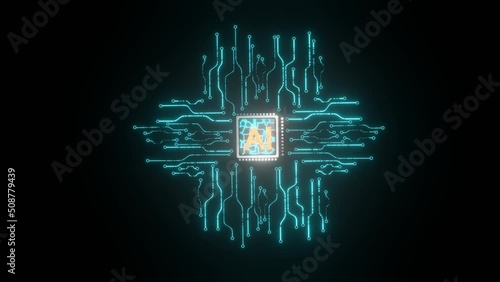 AI artificial intelligence digital  cybernetic circuit brain