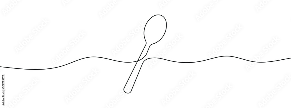 Spoon line background. One continuous line drawing of spoon. Vector illustration. Spoon line icon. Spoon line background. One continuous line drawing of spoon. Vector illustration. Spoon line icon.
