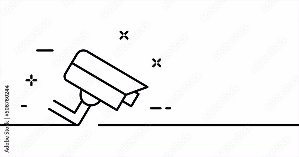 Single line drawing, solid line technique. One line drawing animation of surveillance camera, privacy and surveillance. Technology logo animated. Video 4K Single line drawing, solid line technique. One line drawing animation of surveillance camera, privacy and surveillance. Technology logo animated. Video 4K