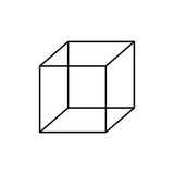 Cube vector icon. Cube symbol on a white background. Vector illustration. Black linear cube icon.