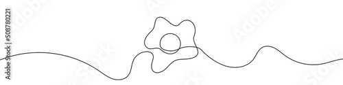 Fried eggs one line. Vector illustration. One line drawing background. Continuous line drawing of fried eggs. Fried eggs linear icon