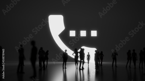3d rendering people in front of symbol of phone on background