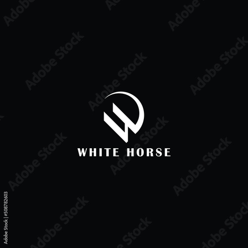 abstract initial letter W and H logo in white color isolated in black background applied for tennis coaching program logo also suitable for the brands or companies that have initial name WH or HW