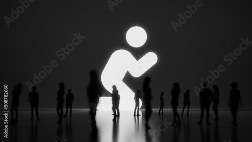 3d rendering people in front of symbol of pray on background