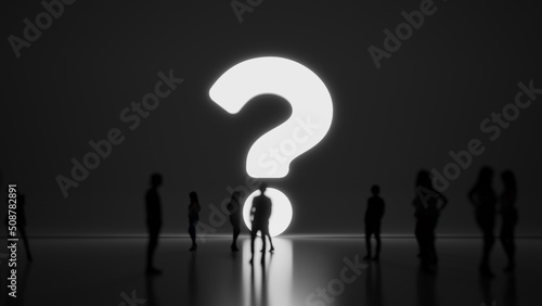 3d rendering people in front of symbol of question on background