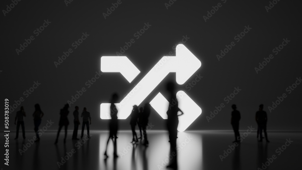 3d rendering people in front of symbol of random on background 3d rendering people in front of symbol of random on background