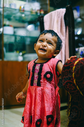 south asian cute little girls smiling portrait  photo