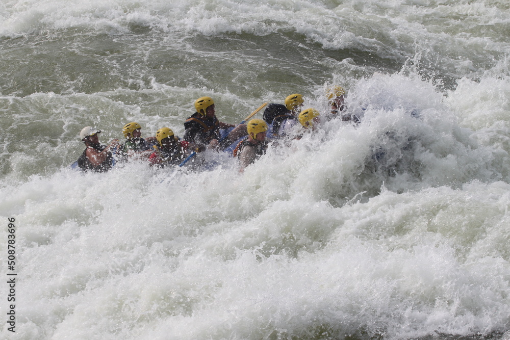 Extreme whitewater rafting in Jinja, Uganda