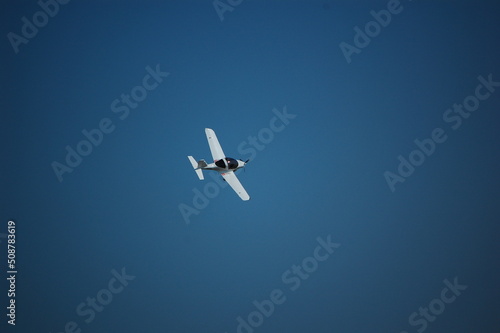 Small private propeller plane in flight