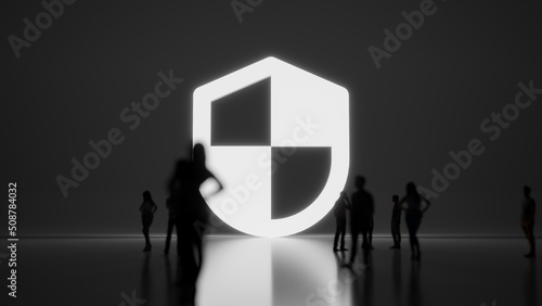3d rendering people in front of symbol of shield on background © Destrosvet