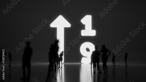Принти на полотні 3d rendering people in front of symbol of sort numeric up on background