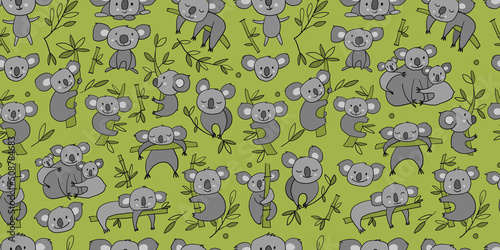 Cute Koala Family. Seamless Pattern for your design