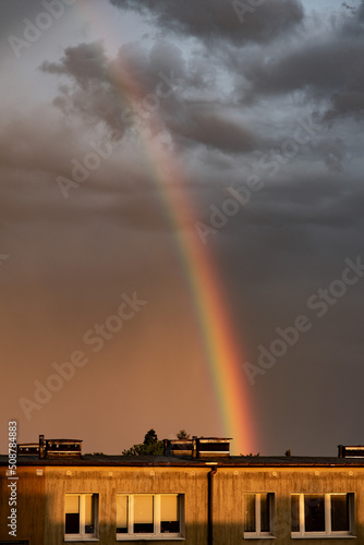 rainbow over the city poznań poland