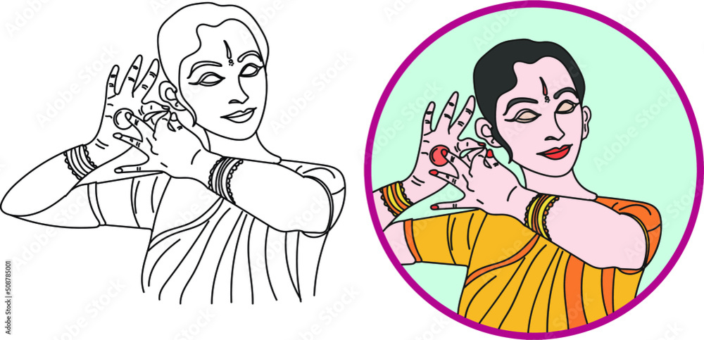 Vetor do Stock: Indian Dance Logo, Kathak vector, Sketch drawing of ...