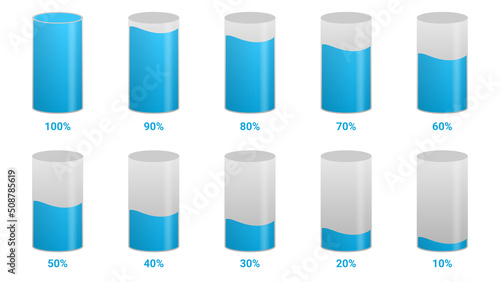 Battery Icon infographic vector illustration, battery at 10 20 30 40 50 60 70 80 90 100 percent