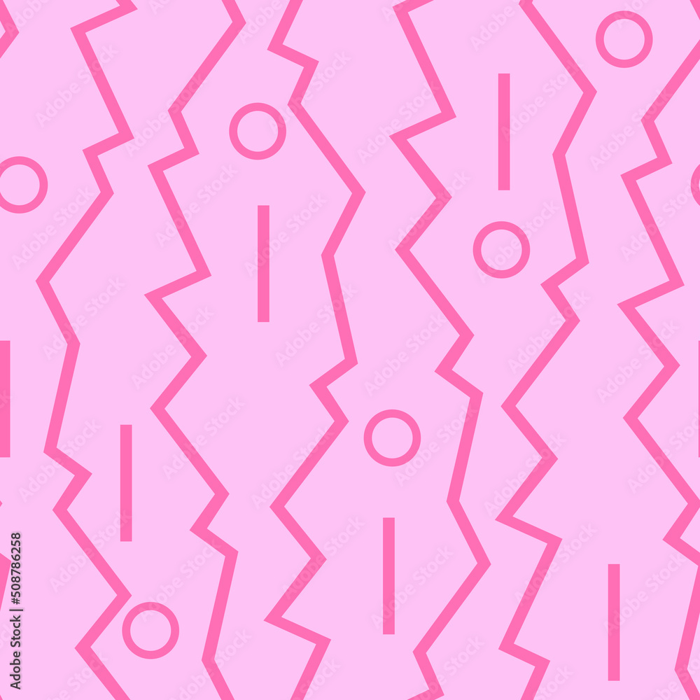 Seamless vector pattern with simple zigzag texture on pink background. Artistic geometrical baby girl wallpaper design. Decorative ornate fashion textile. Seamless vector pattern with simple zigzag texture on pink background. Artistic geometrical baby girl wallpaper design. Decorative ornate fashion textile.