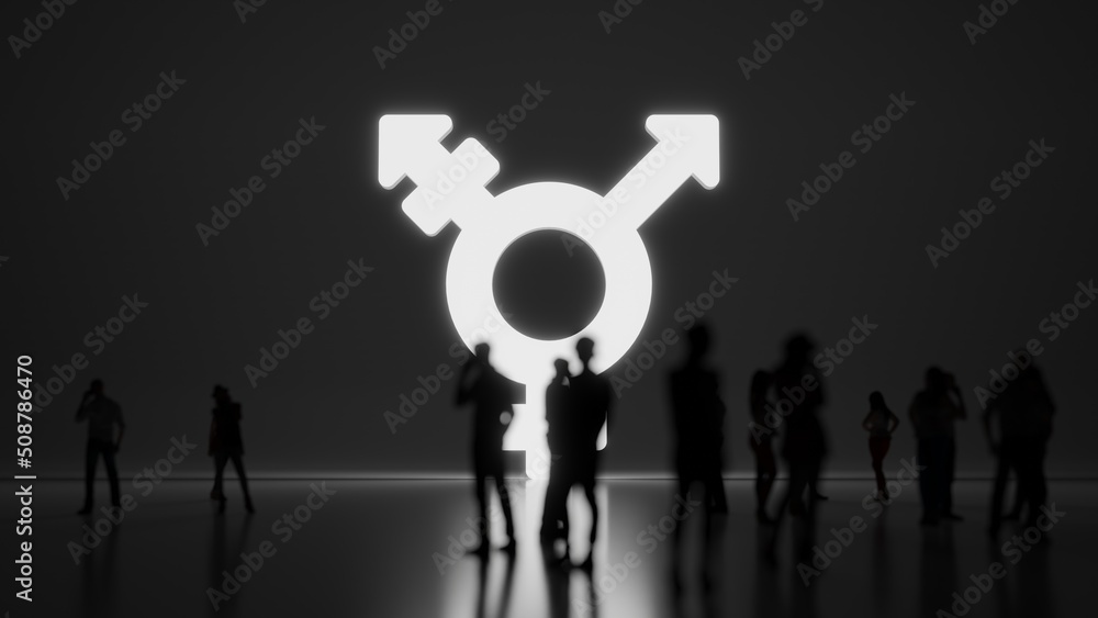 Obraz premium 3d rendering people in front of symbol of transgender alt on background