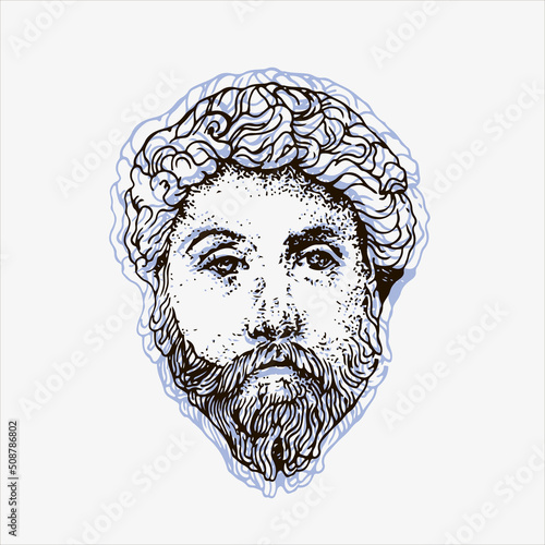 Vector graphic portrait of Marcus Aurelius. Roman emperor, philosopher, representative of late Stoicism.