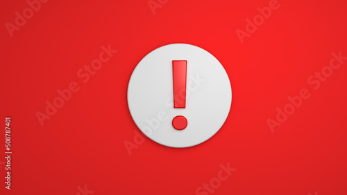 Red notification reminder icon attention alert alarm notice sign social button important symbol 3d danger background
