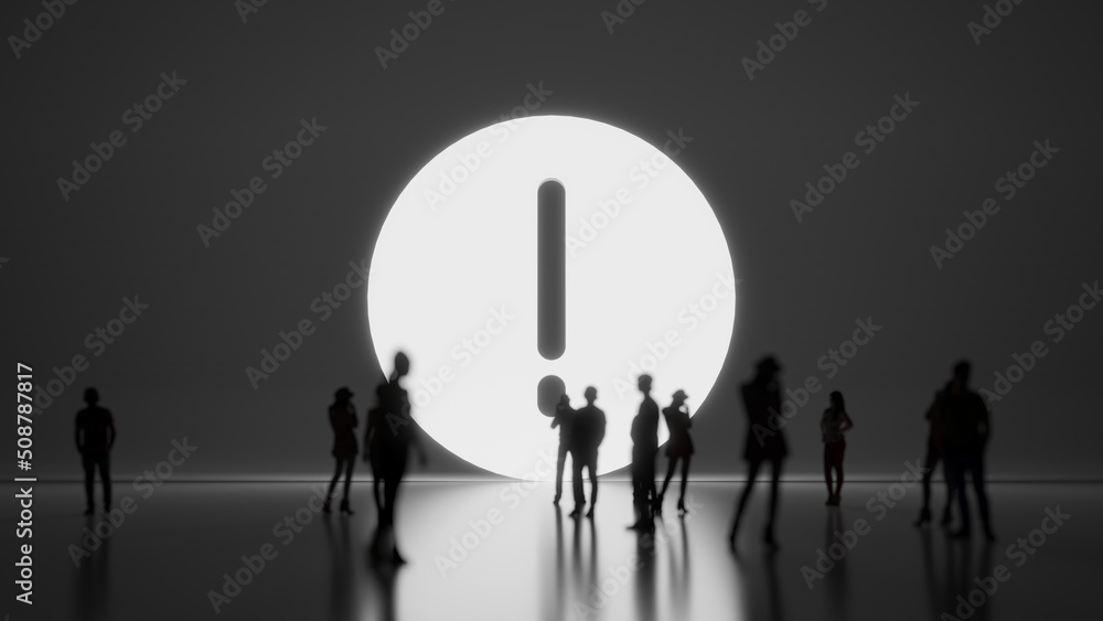 3d rendering people in front of symbol of warning on background