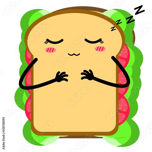 vector illustration of cute sleeping sandwich