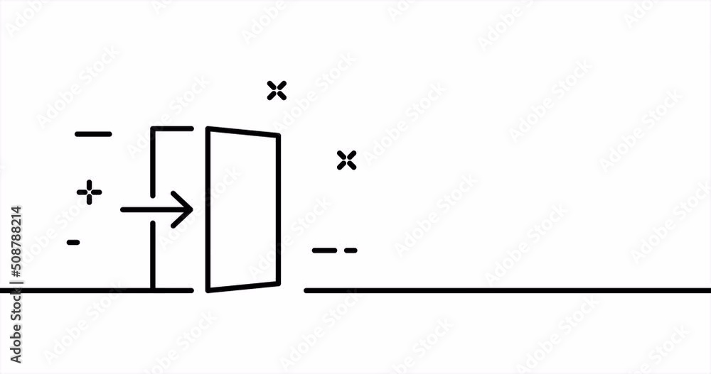 Door with arrow. Entrance, exit, pointer, go there. Business concept ...