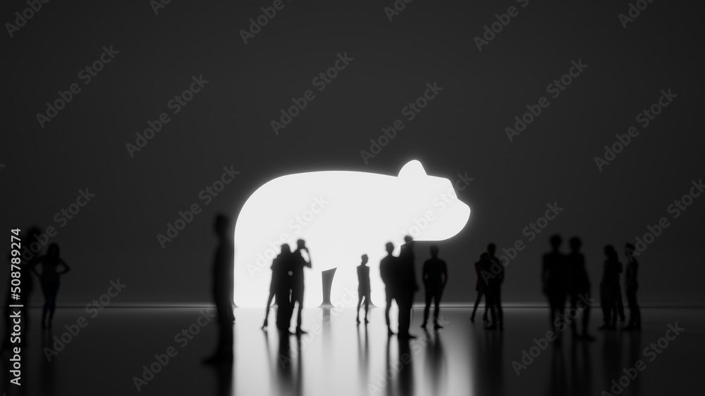 3d rendering people in front of symbol of bear on background