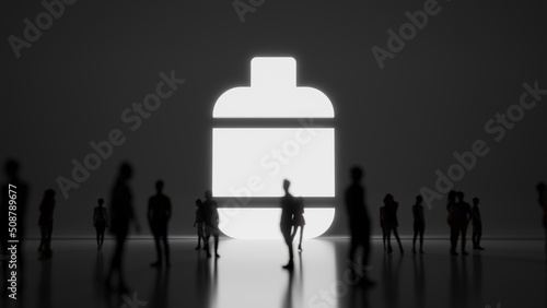 3d rendering people in front of symbol of bottle on background