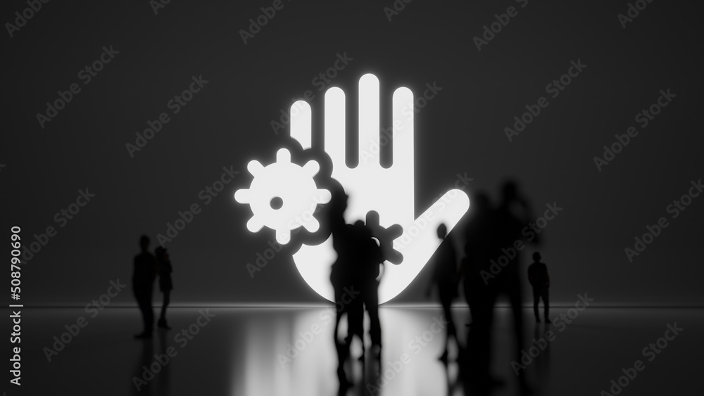 Fototapeta premium 3d rendering people in front of symbol of coronavirus on background