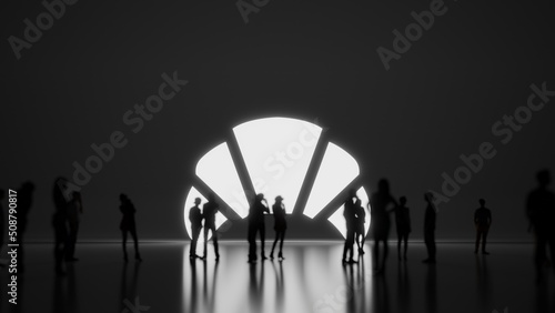 3d rendering people in front of symbol of croissant on background © Destrosvet