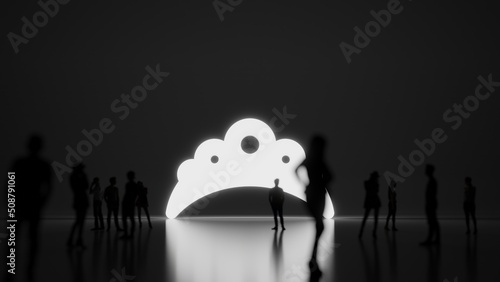 3d rendering people in front of symbol of diadem on background photo