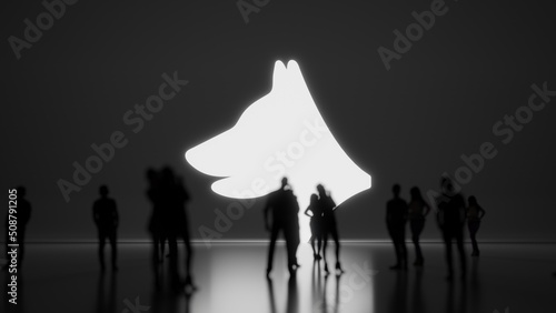 3d rendering people in front of symbol of dog on background