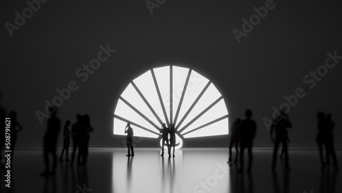3d rendering people in front of symbol of fan on background © Destrosvet