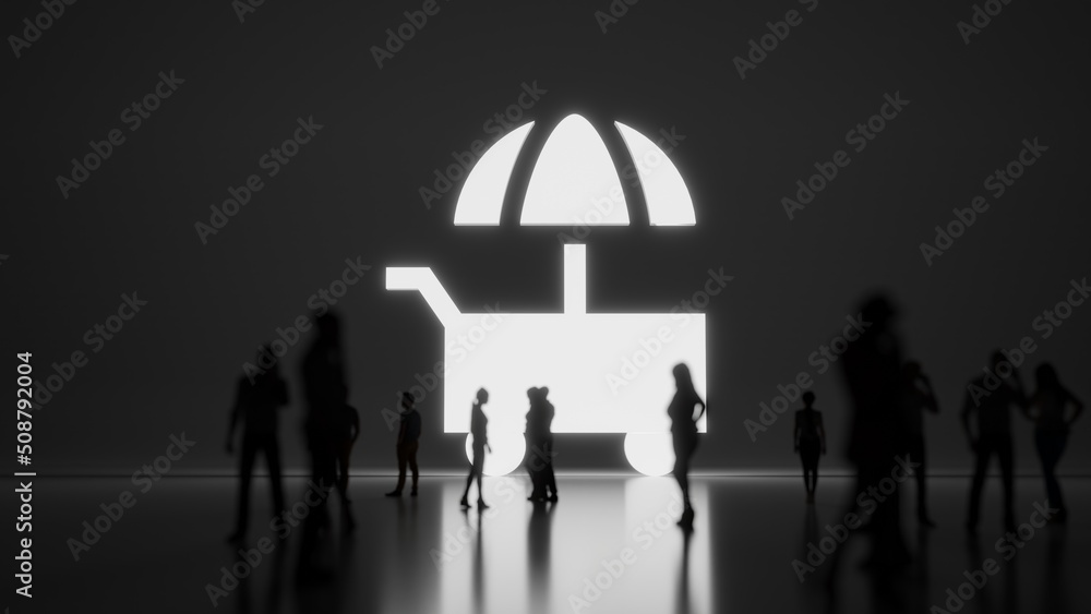 3d rendering people in front of symbol of food stall on background 3d rendering people in front of symbol of food stall on background