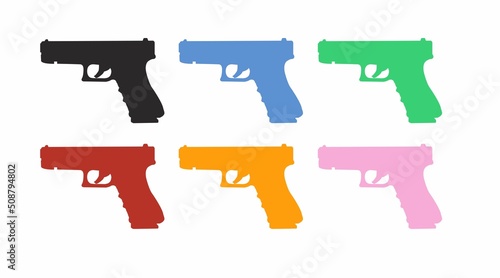 Guns Icon Set. Set of flat editable illustration of guns