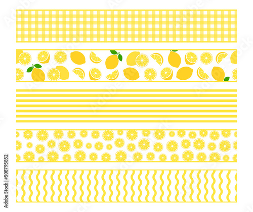 Set holiday lemons seamless ribbons templates