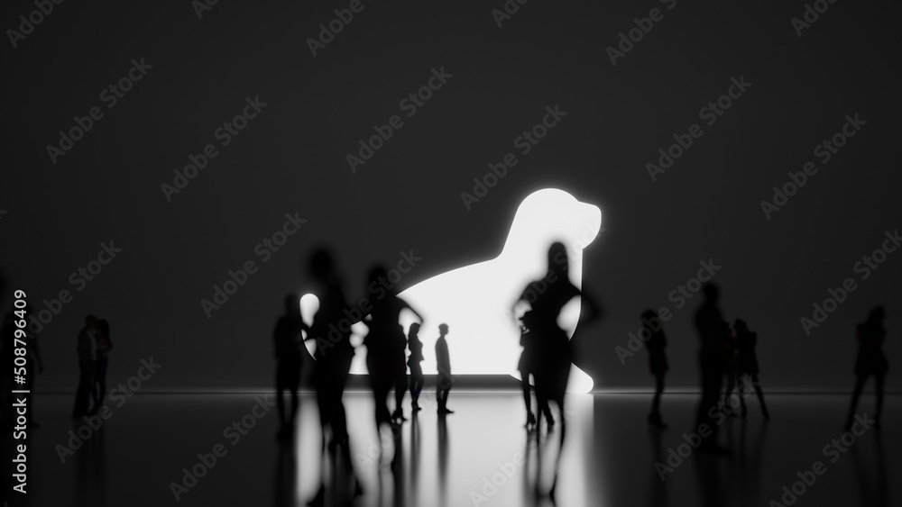 3d rendering people in front of symbol of seal on background