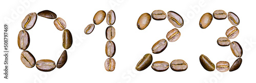 Wallpaper Mural Numbers 0, 1, 2, 3 made from coffee beans Torontodigital.ca