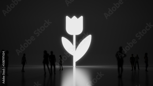 3d rendering people in front of symbol of tulip on background