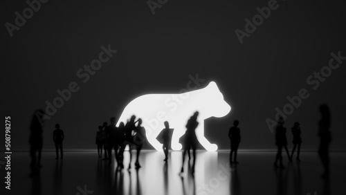3d rendering people in front of symbol of wolf on background