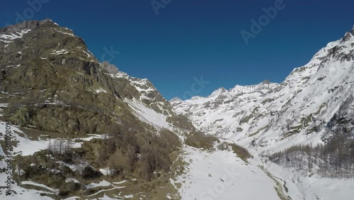 Snow-covered mountain hut