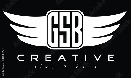 GSB three Letter wing symbol minimalist creative concept icon professional logo design, Vector template photo