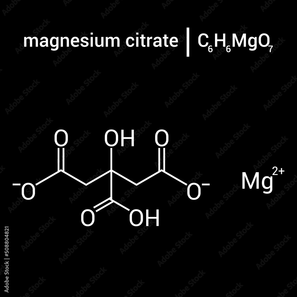 chemical structure of magnesium citrate (C6H6MgO7) chemical structure of magnesium citrate (C6H6MgO7)