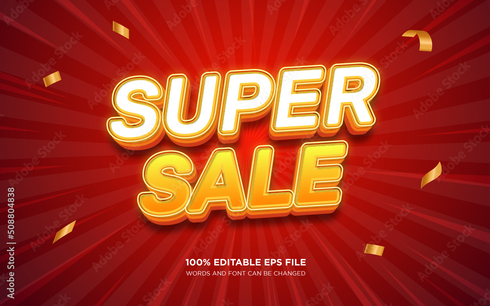 Super Sale 3d editable text style effect	