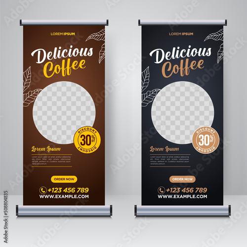 Coffee Shop rollup or X banner design template	