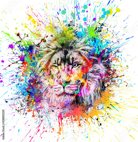 lion head with creative col...