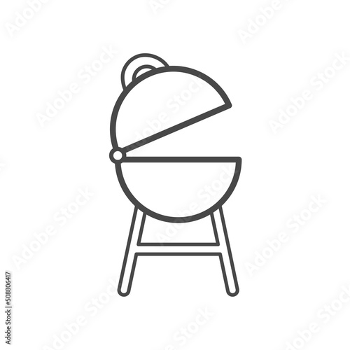 Vector linear icon with barbecue