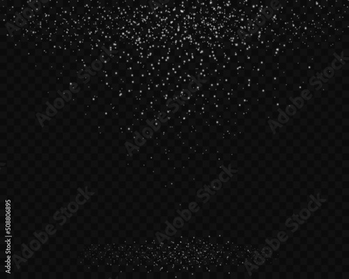 Sparks of fairy dust and white stars shine with a special light. Glittering magical dust particles. Dust sparks. Christmas abstract stylish light effect. A dusty sheen of light.